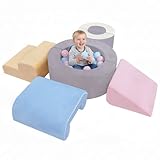 Bumnana Toddler Climbing Toys Indoor, 7‑Piece Soft Foam Play Set for Toddlers 1‑3, Foam Climbing Blocks with Slide, Stairs & Ball Pit, Crawl and Climb Activity Gym, Lightweight & Washable Kids Gift