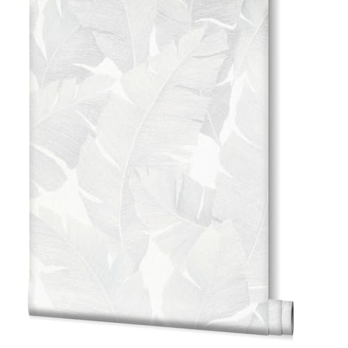 Marburg Biało-szara tapeta natura kwiatowy liście roślina liść do sypialni salonu lub kuchni Made in Germany 10,05 x 0,53 m Avalon 31623