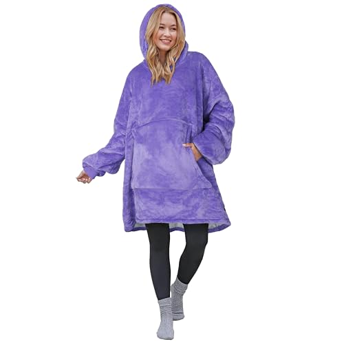 Catalonia Oversized Sherpa Wearable Blanket Hoodie (Purple)