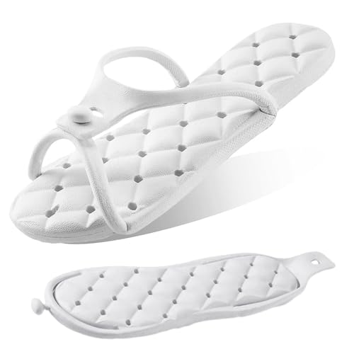 Foldable Travel Shower Shoes with Holes,Dry Quickly Non Slip Bath Slippers,Portable Hotel Lightweight Sandals for Spa Nail Salon Beach Pool Gym