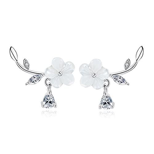 Boucles d'oreilles femme zircon et fleur de prunier idée cadeau idéal
