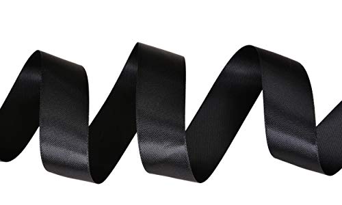 Yama Double Face Satin Ribbon - 1 Inch 25 Yards For Gift Package Wrapping,Floral Design,Hair Accessories,Crafting,Sewing,Wedding Decor, Black #TOP2