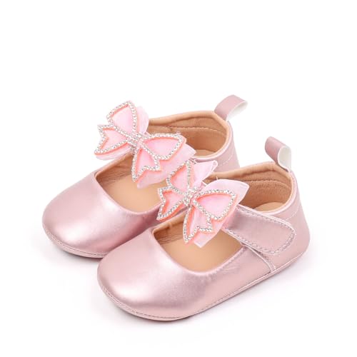 Baby Girls Mary Jane Flats Matte Leather Non Slip Soft Sole Bowknot Princess Wedding Dress Shoes Toddler First Walkers Infant Newborn Baptism Crib Shoes