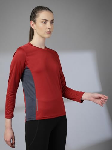 Image of CHKOKKO Women's Activewear Sports Gym Workout Full Sleeve T-Shirt Lightweight UV Protection Breathable Stretch Round Crew Neck for Training Running Yoga