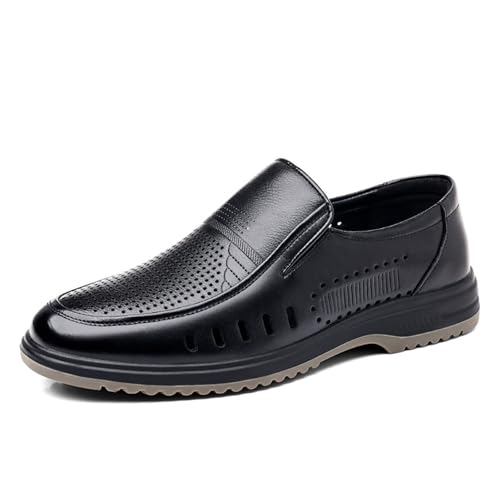 Men's Leather Low Heel Business Breathable Dress Shoes Slip-On Casual Formal Shoes Office Work Low Top Dress Shoes Luxury Oxford Shoes for Men