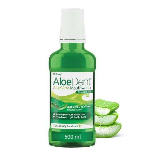AloeDent Aloe Vera Mouthwash 500ml XL Family Size - Fluoride Free - Alcohol Free Freshens Breath & Supports Healthy Gums - Vegan Cruelty & SLS Free - 1 Pack