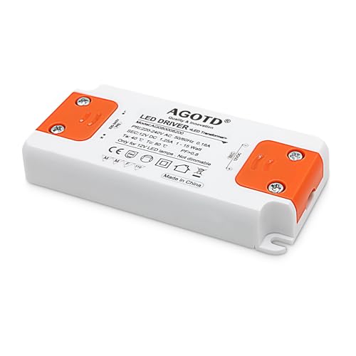 LED Trafo 230V auf 12V 15W LED-Treiber Netzteil, Transformator kein Rauschen, Niedervolttrafo für G4 MR16 GU5.3 LED, 1er Pack