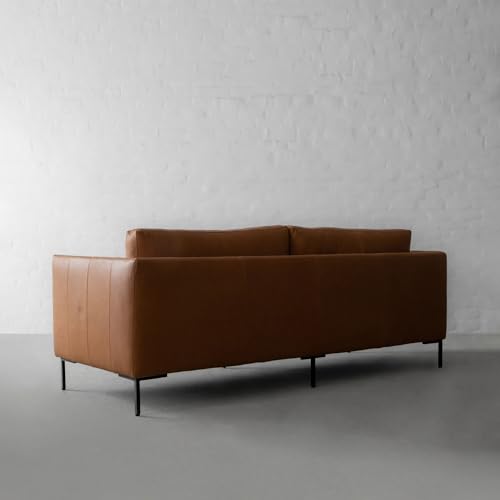 Image of Premium Leatherette Sofa for Living Room | Modern Designer Upholstered Seating | Comfortable Couch for Home, Lounge & Reception Areas | Brown (111821267 3S)