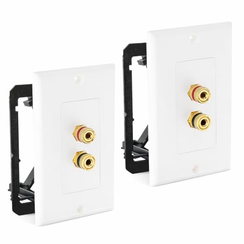 DIYTECH 1 Speaker Wall Plate 2 Pack Gold Plated Binding Post Home Theater Wall Plate for In Wall Speaker Wire Surround Sound & Audio Systems