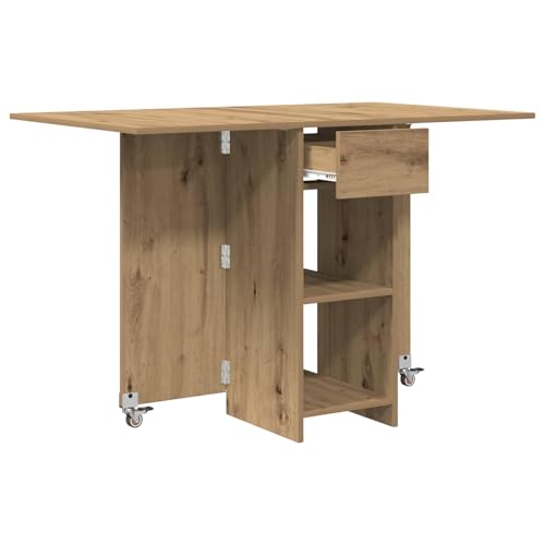 Mesa de comedor extensible de 115x70 cm con 2 estantes y cajón 6