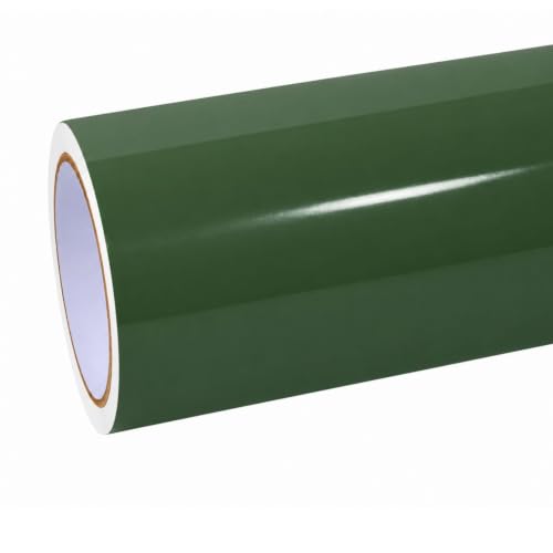 Image of WISDOM Olive Green Glossy Self Adhesive Wallpaper Peel and Stick Vinyl Contact Paper Waterproof, Oil Resistant & Easy to Clean Decorative Sheet for Kitchen, Wardrobe & Home Decor (20x48 in)