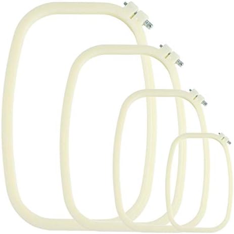 eGoodn Square Embroidery Hoops Cross Stitch Hoop Set ABS Plastic Creamy-White Pack of 4 Sizes 6 inches 10 inches 13 inches 16 inches for DIY Handcraft Needlework