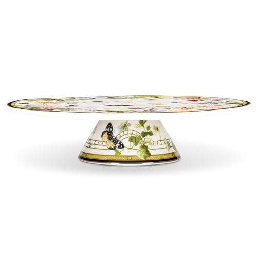 Abbott Collection Butterfly Garden Pedestal Cake Stand - Bone China, White/Green (10.5"D) by Abbott Collection - Used condition - CA$16.67
