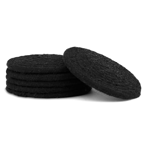 Image of Encasa XO Drink Coasters Set of 6 | Black with Round (9 cm) | Handcrafted Ribbed Cotton | Absorbent & Heat-Resistant | Use for Tea, Coffee Table & Desk