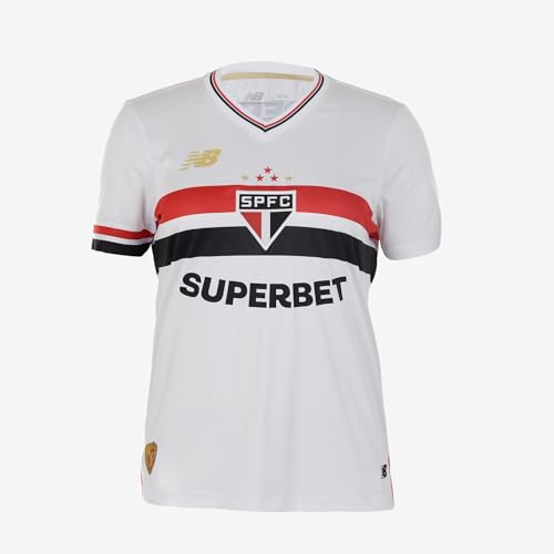 Camisa Feminina NB Torcedor Home SPFC 2025 C/P, Feminina, Branco/Vermelho/Preto, GG