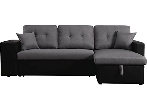 Canapé d'angle convertible Axel Noir/Gris 233x146 cm