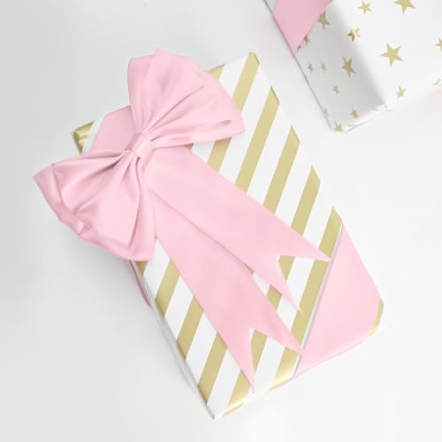 Image of Double Face Pearl Pink Satin Ribbon 1-1 /2 inch X 25 Yards Polyester Pearl Pink Ribbon for Gift Wrapping Very Suitable for Weddings Party Hair Bow Invitation Decorations and More