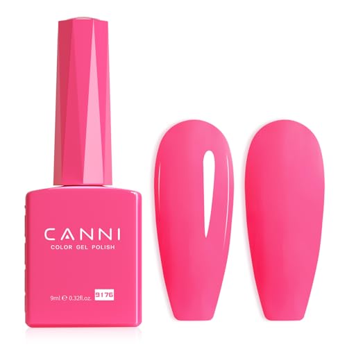CANNI Neon Pink Gel Nail Polish 1Pcs Hot Pink Gel Polish Color Soak Off U V Nail Manicure Salon DIY at Home