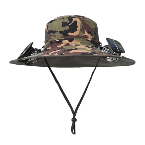 Sombrero de pescador con doble ventilador solar para hombre senderismo y camping