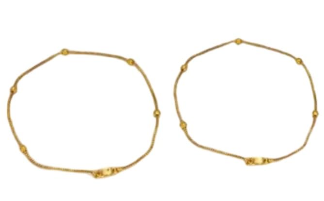 saverigroup Gold Plated Anklets for Women Pack of 2-picture-41