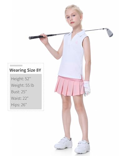 Image of EXARUS Girls Golf Polo Tennis Shirts Sleeveless Kids V-Neck Tank Tops