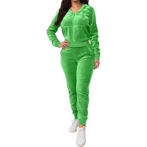 Conjunto de terciopelo con capucha para mujer chándal elegante de 2 piezas para otoño e invierno