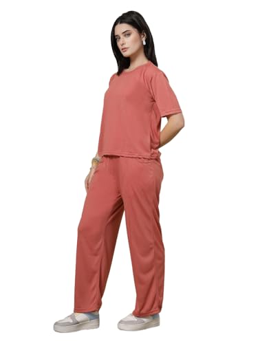 Image of CHKOKKO Casual Co ord Set For Women Stylish Summer Wear Cord Half Sleeves Round Neck Track Suit Coords Travelling Outfit Western Ladies Co ords
