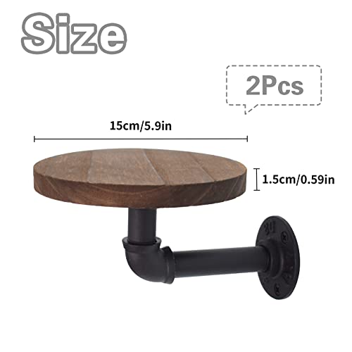 Keajuidy SHELF 5.9Inch Wall Mounted Floating Shelves Round Display Rack With Metal Industrial Pipe Brackets thumb #2