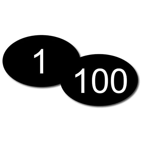 NapTags Oval Numbered Vinyl Decal Stickers, Flexible Vinyl with Acrylic Adhesive Backer, 1.875 inches x 1.25 inches (Black with White Numbers, 1-100) Cover