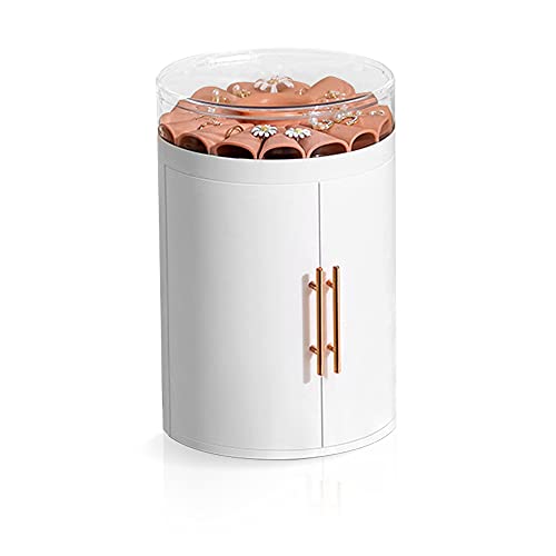 Caja de almacenamiento de joyería de estilo de lujo con diseño de luz transparente visible cinco capas de gran capacidad cilíndrica caja Cover