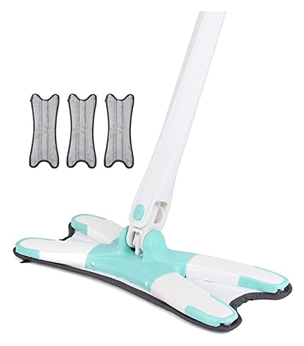 Juego de fregonas, Trapeador húmedo y seco tipo X, trapeador plano de lavado manos libres con 3 paños microfibra, herramienta limpieza doméstica giratoria 360 grados for reutilizable Lazy Mop