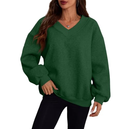 Womens V Neck Oversized Sweatshirt FleeceSweatshirts Winter Outfits - image 3