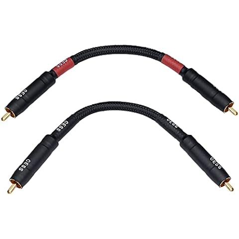 CESS-194-6i Braided RCA Male to Male Stereo Cable, Waterproof, Low Noise, Heavy Duty (6 Inches) Cover