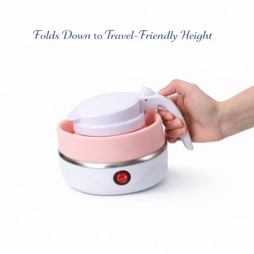 Tetera eléctrica plegable de silicona 1.2L color rosa miniatura 3