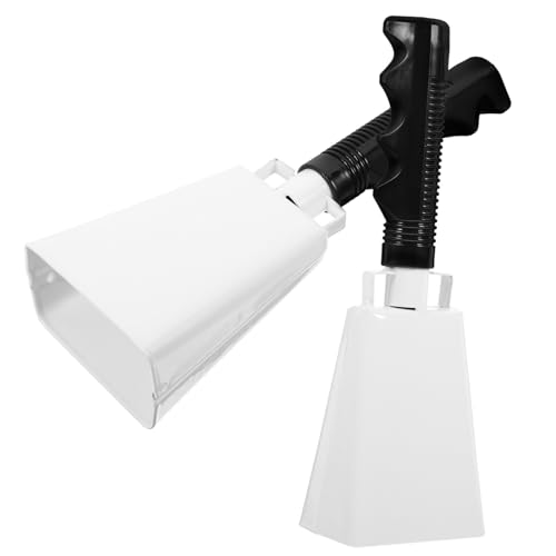 LRXIYODE 2 piezas Cencerros con Asa Ergonómica para Animación Deportiva y Fiestas de Fútbol de Blanco Campanas de Mano para Eventos y Granjas