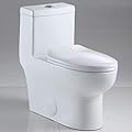 Sarlai One Piece Toilet - Tall Elongated Bathroom Toilet Comfort Height Dual Flush White Ceramic Modern Small Bathroom One Piece Toilet with Soft Seat, 12" Rough - In, Wax Ring Included