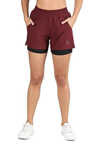 Image of CHKOKKO Gym Shorts for Women Workout Sports Running Quick Dry Fit Double Layer Inner Compression with Pockets Breathable Lightweight Wear