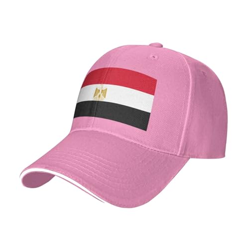 PUYhgb Gorra de béisbol estructurada unisex con estampado de bandera egipcia, gorra para exteriores para todas las estaciones, gorra transpirable ajustable, rosa, Talla única