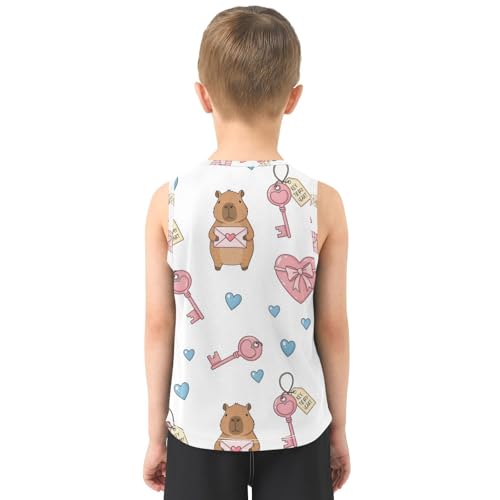 J JOYSAY Capybara Heart Key Boys Tank Top Sleeveless Muscle Shirts Quick Dry Sport Active Workout Kids T-Shirts 3-15T3