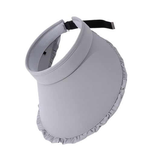 Sombrero de sol con parte superior hueca para mujer, con protección UV, de encaje, a la moda, absorbe el sudor, transpirable, ajustable, visera de playa suave para correr, ciclismo, color gris