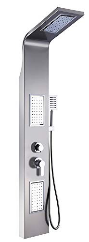 Preisvergleich Produktbild Edelstahl Gebürstet Duschpaneel Duschsäule Massage Regendusche Welness Sanlingo