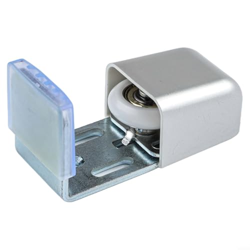 Gdfnmogo Rodillo guía de suelo ajustable para puerta de granero con base de acero con punta de silicona para puertas correderas, herrajes inferiores montados en la pared para puertas de madera y metal