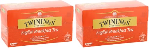 Image of Twinings English Breakfast Tea, 25 Teabags, Premium Black Tea, English Classic Range, Medium Strength, Rich Flavour, 50 gm (Pack of 2)