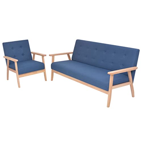 Owoxanthellate Scandi Ensemble de canapé 3 places 158 cm et fauteuil 64,5 cm, cadre en bois, housse en polyester durable rembourrée, pour salon, chambre à...