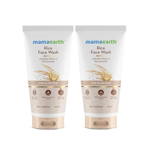 Mamaearth Rice Face Wash With Rice Water & Niacinamide for Glass Skin | 50 ml x 2