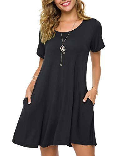 Image of ZENNILO Plus Size Casual T Shirt Dresses for Women Flowy Swing Tunic Dress Pockets