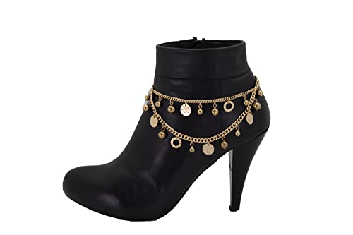 Trendyfashionjewelry Women Western Boot Chain Metal Bling Bracelet Anklet High Heel Shoe Ball Circle Charm Gold Color Rusty #TOP1
