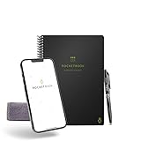 Rocketbook Planificador diario reutilizable – Planificador diario, semanal, mensual con bolígrafo Pilot Fixion y paño de microfibra incluidos, cubierta negra, tamaño ejecutivo