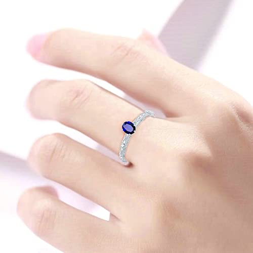 Aeici 18K White Gold For Women, 0.4Ct Oval Shape Sapphire Ring Promise Ring Size 7.5 #TOP3