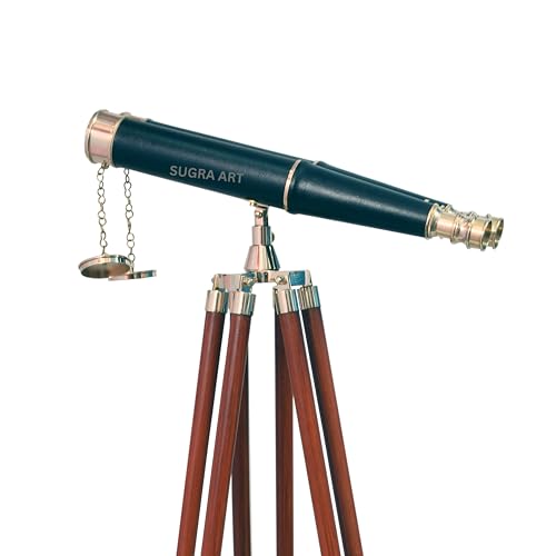 Binoculares de latón sólido con trípode de madera 62 pulgadas miniatura 2